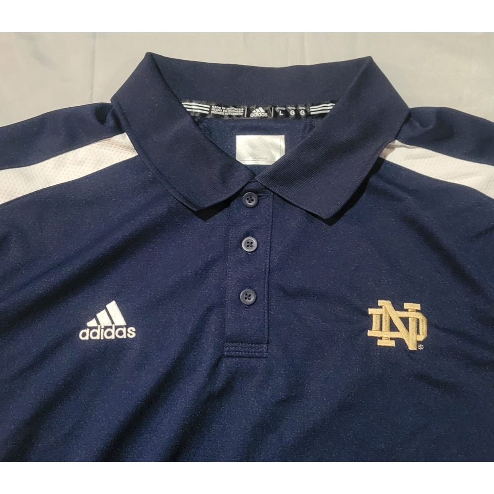 Notre‎ Dame Fighting Irish Mens Large L Golf Polo Shirt Adidas Climalite Euc